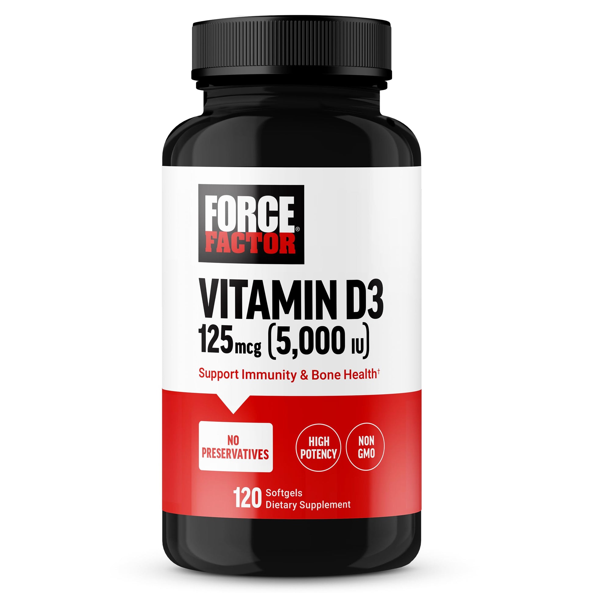 Force Factor Vitamin D3 5000 IU Softgels 120 Count