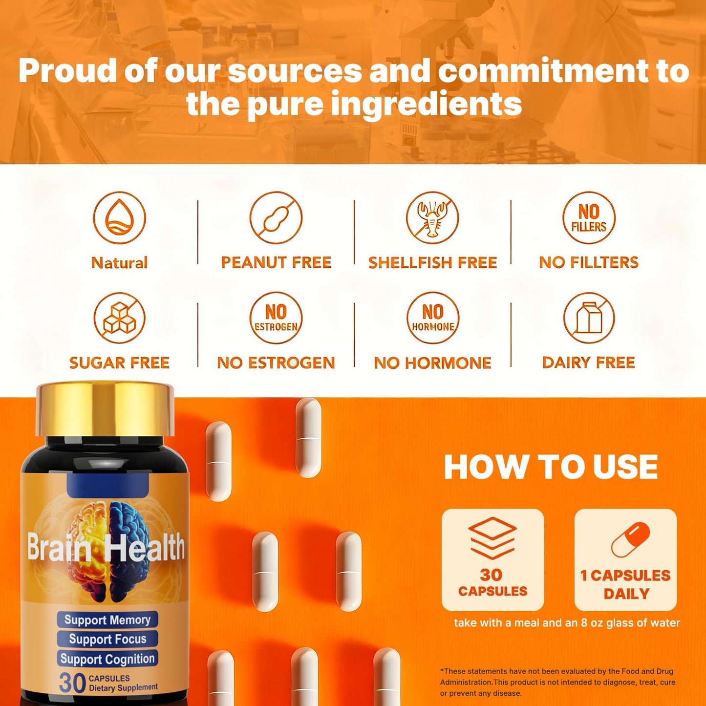 Dr. HR Brain Supplement for Memory and Focus with NAD+ GPC Folate & Vitamin B12 Capsule, 1 Count