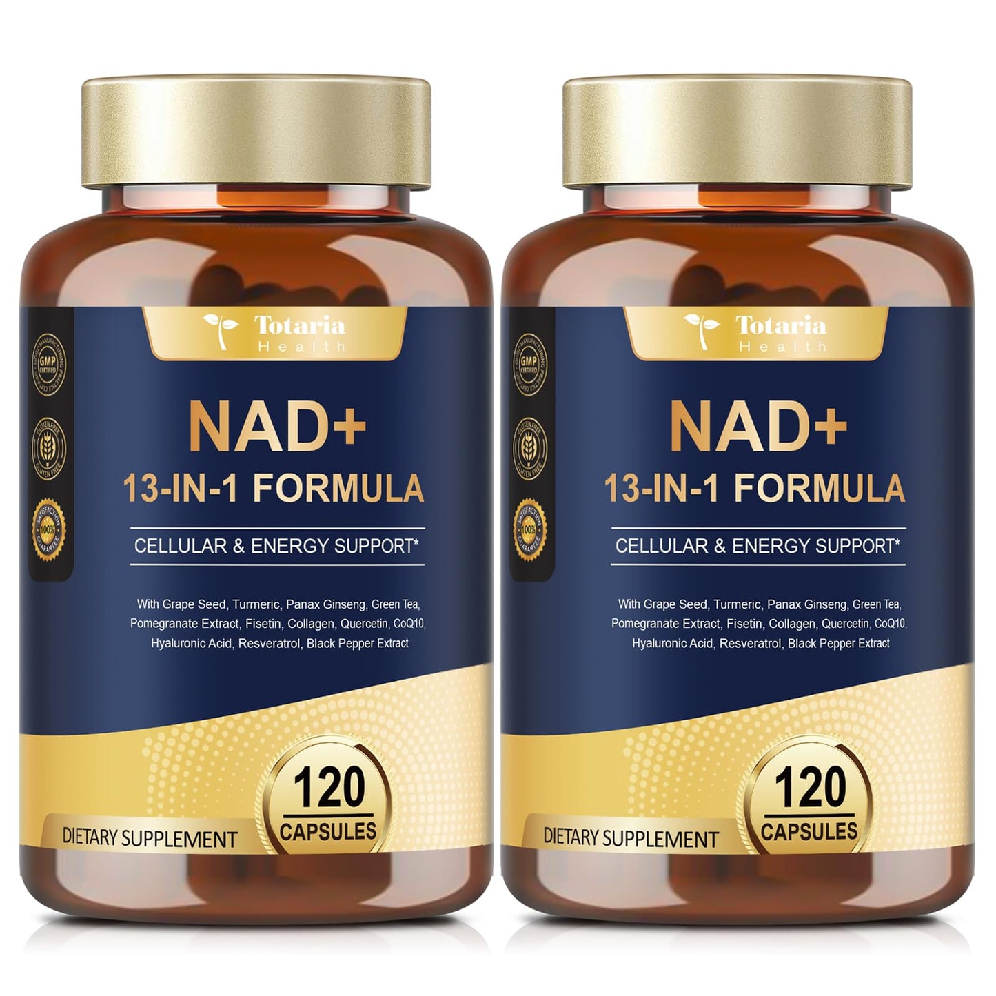 Totaria NAD+ Supplement for Women and Men with Nicotinamide Riboside, Resveratrol, Quercetin, and Betaine, 240 Capsules