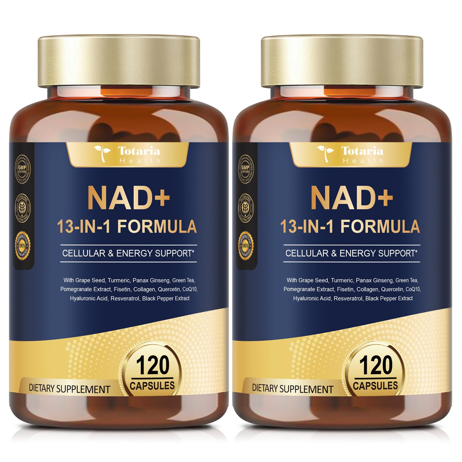 Totaria NAD+ Supplement for Women and Men with Nicotinamide Riboside, Resveratrol, Quercetin, and Betaine, 240 Capsules