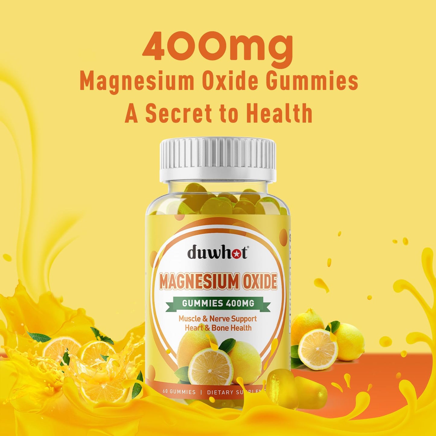 duwhot Migraine Relief Vitamin B2 Gummies (Riboflavin) 400mg & Magnesium Oxide Gummies 400mg, Headache Relief & Nervous System Support, 120 Gummies