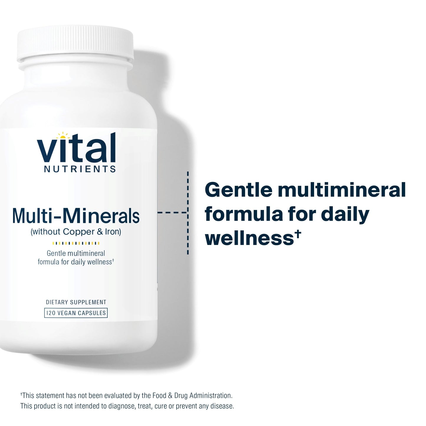 Vital Nutrients Multi-Minerals - Citrate/Malate Formula (No Copper or Iron) - Vegan Daily Multimineral - Gluten, Dairy, Soy Free - Non-GMO, 120 Capsules