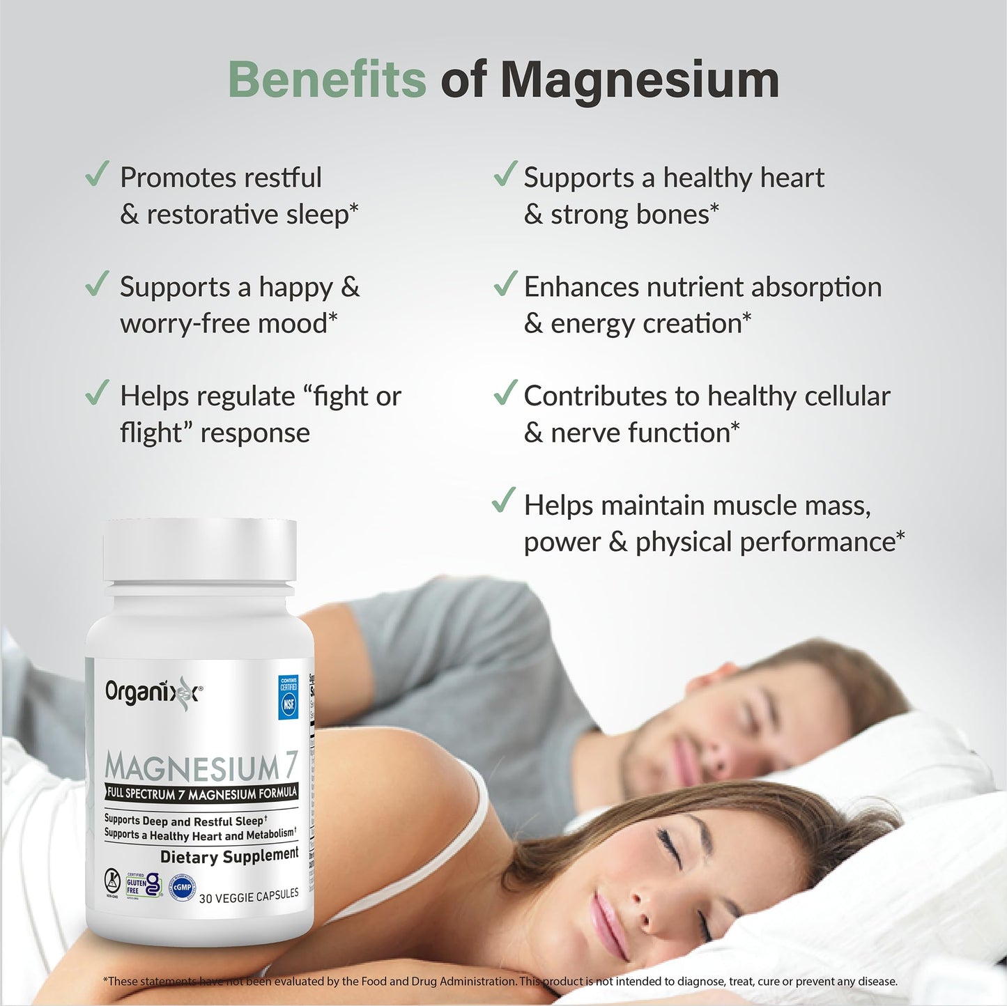 Organixx Magnesium 7 Complex, Sleep & Muscle Support Capsules 90