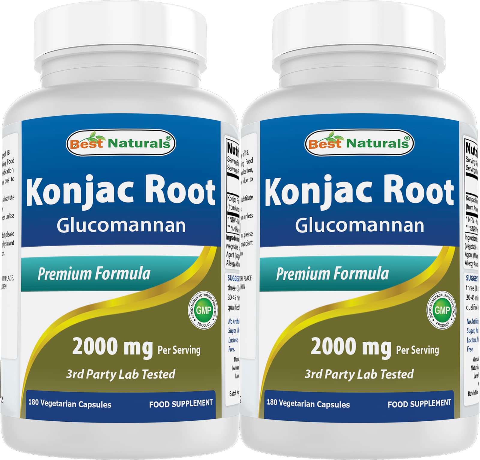 Best Naturals Konjac Glucomannan Root 2000 mg per Serving Capsules, 360 Count
