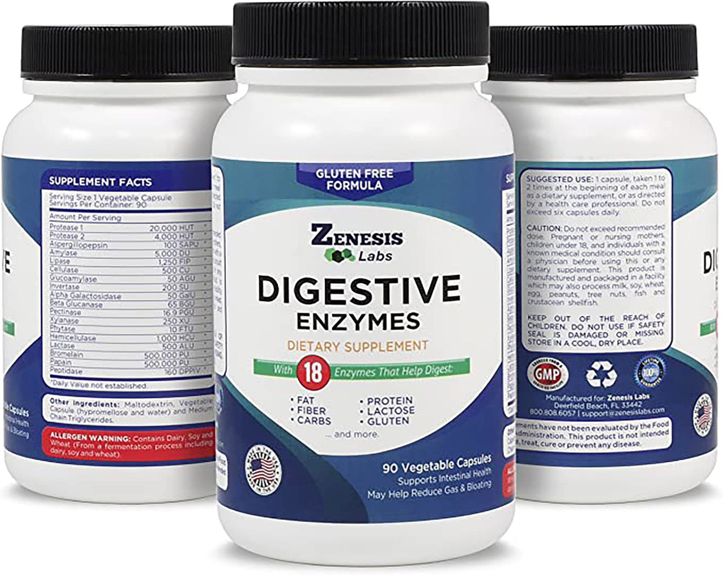 Zenesis Labs Digestive Enzymes with Amylase, Bromelain, Protease, Lipase & 14 Other Enzymes, 360 Capsules