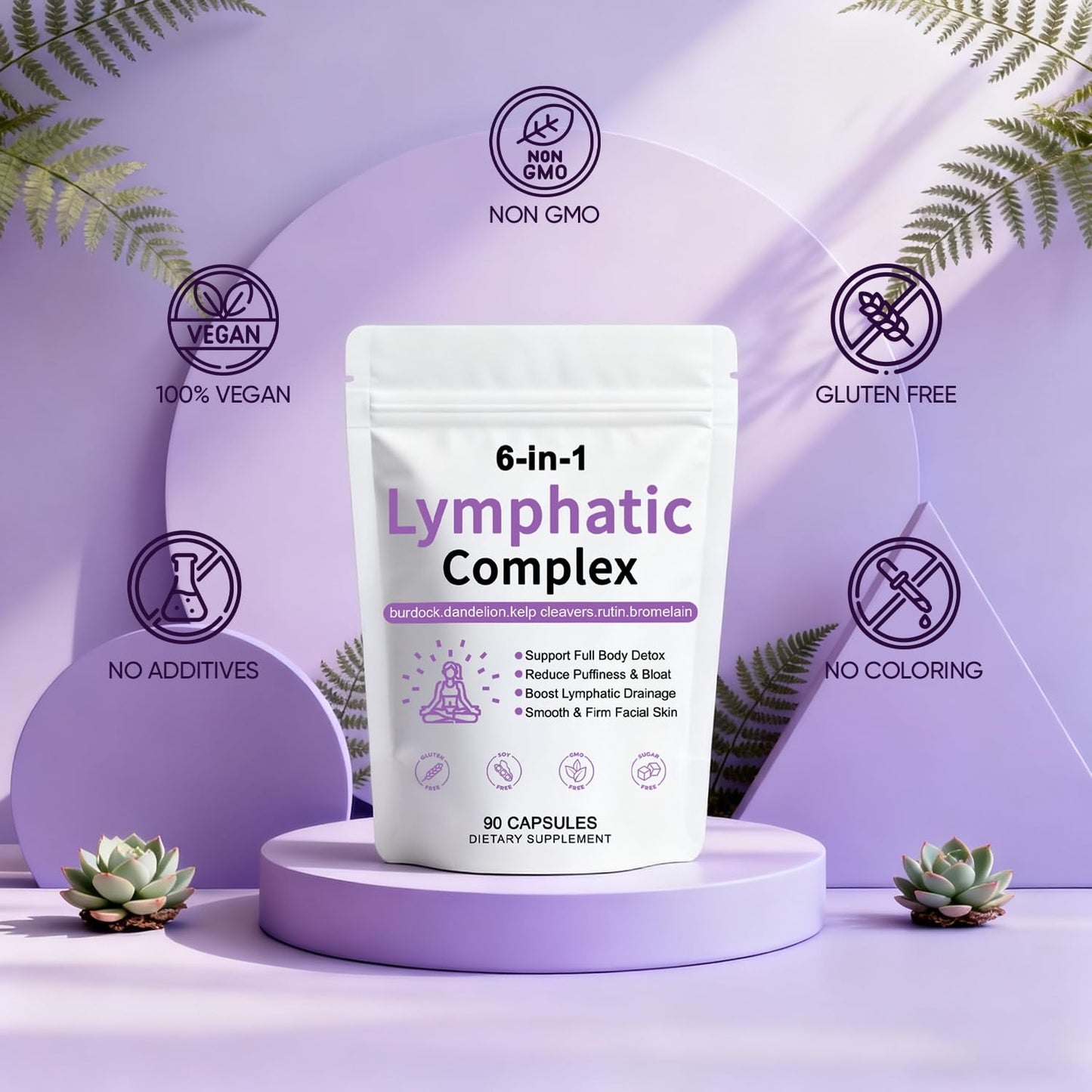 TAWODIUM 6-in-1 Lymphatic Complex Capsules, 1 Count