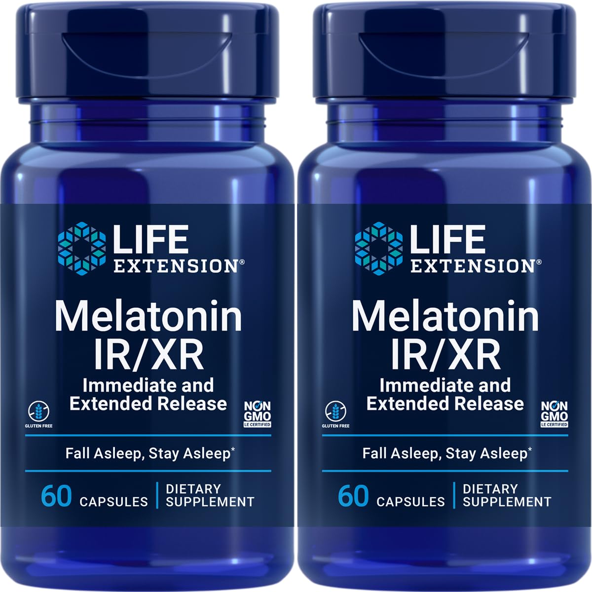 Life Extension Melatonin IR/XR 1.5 mg Capsules, 120 Count