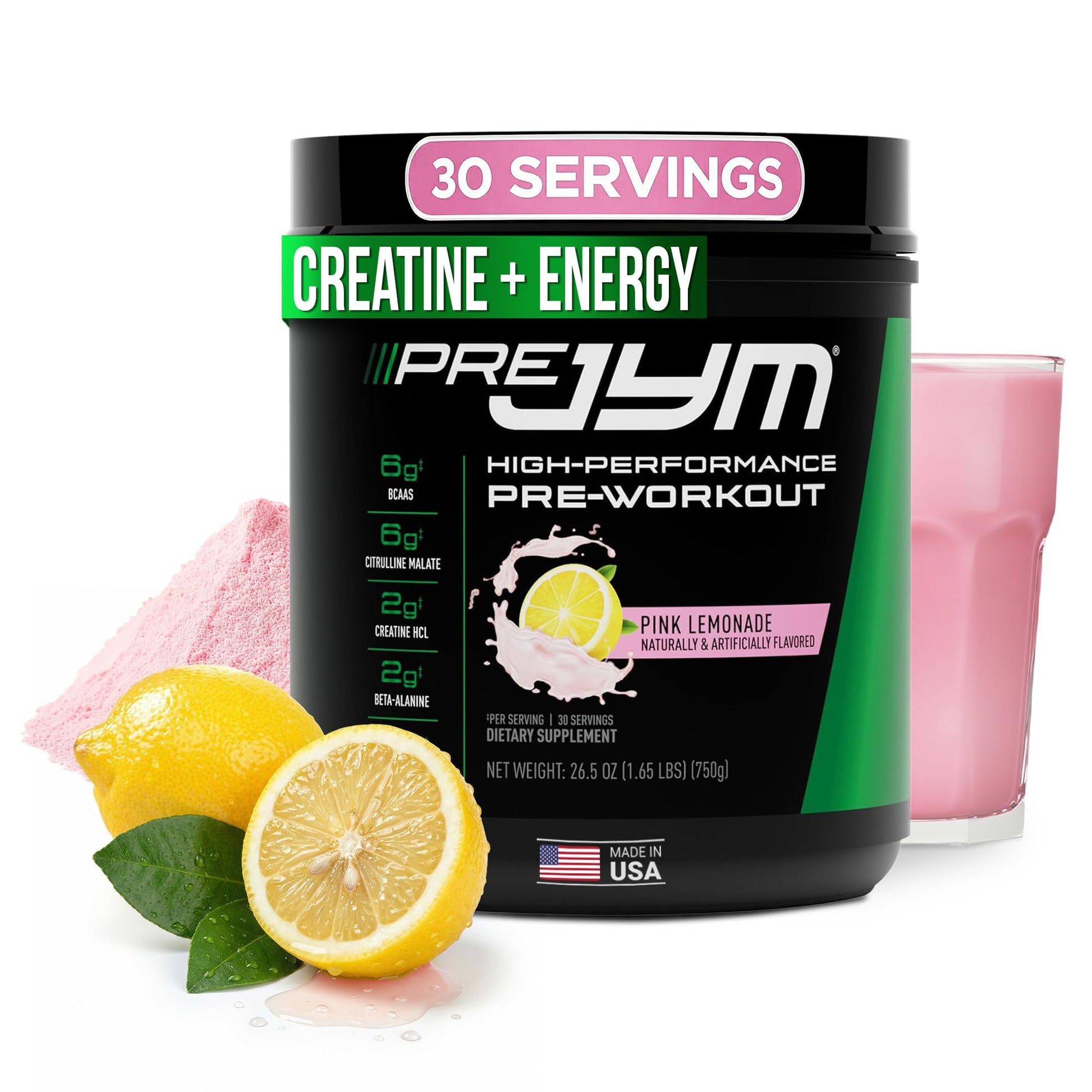 JYM Supplement Science Pre JYM Pink Lemonade Pre Workout Powder 27 Servings