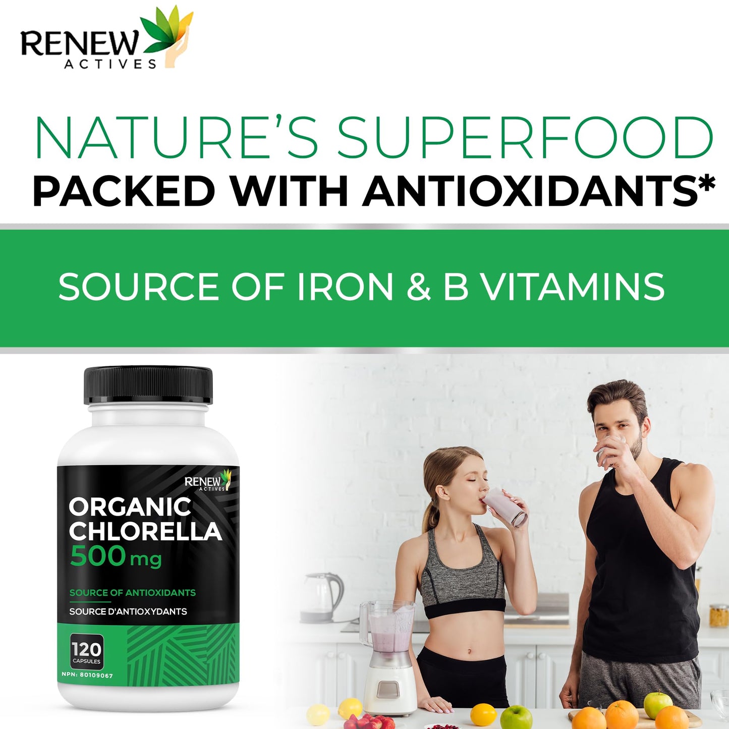 Renew Actives Chlorella Capsules 1000mg per 2 Capsules, 120 Capsules