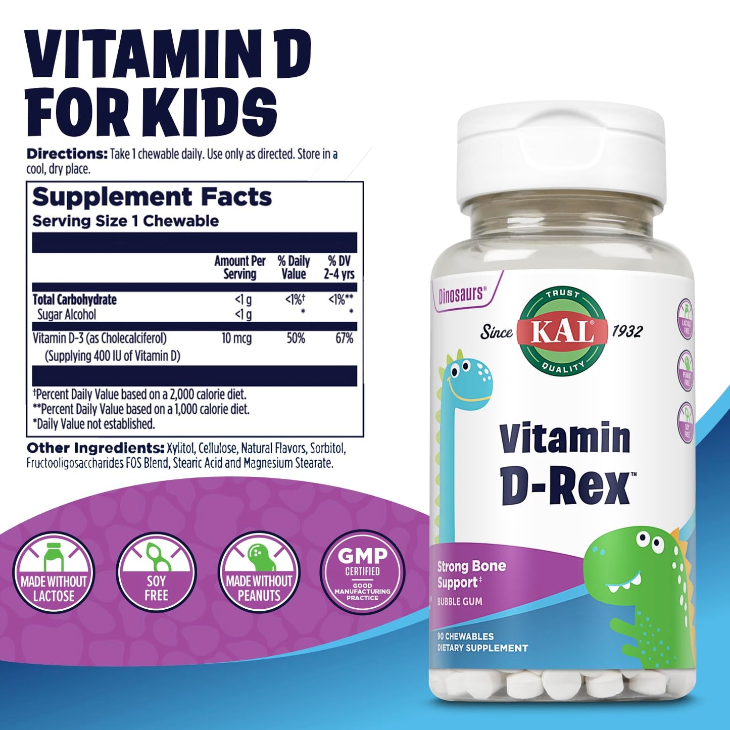 KAL Vitamin D-Rex Chewable 90 Count