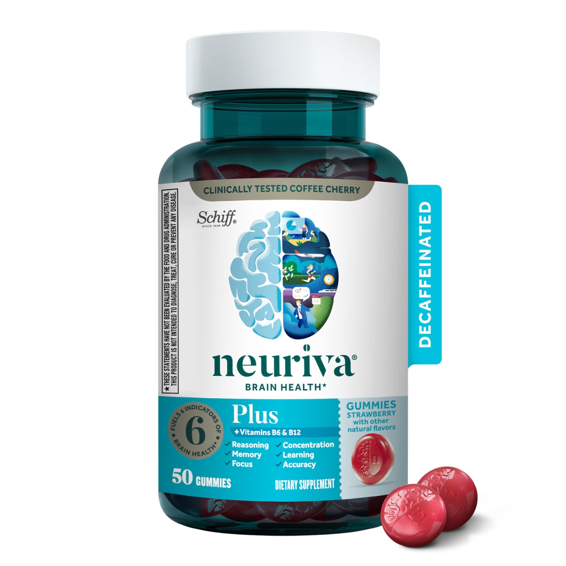 NEURIVA Plus Brain Supplements for Memory and Focus Gummy, 50 Count