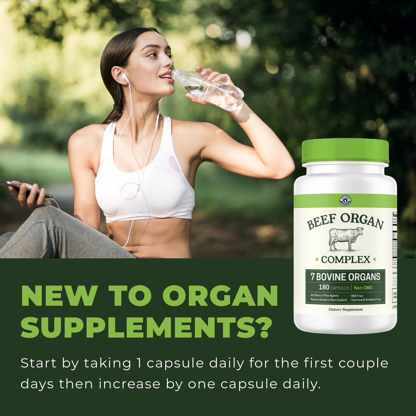 Left Coast Performance Beef Organ Supplement Capsules 180 Count, 7-Organ Complex from New Zealand, Grass Fed, Non-GMO, No Fillers, Hormone & Antibiotic Free, Carnivore Diet