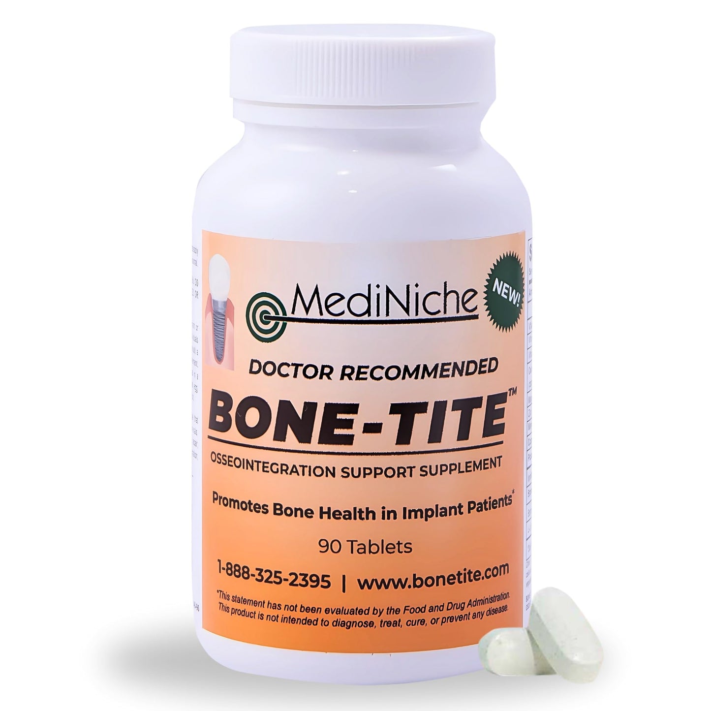 MediNiche Bone-Tite Osseointegration Support Supplement I Key Vitamins, Minerals, and Nutrients to Promote Dental Implant Support Tablet, 90 Tablets