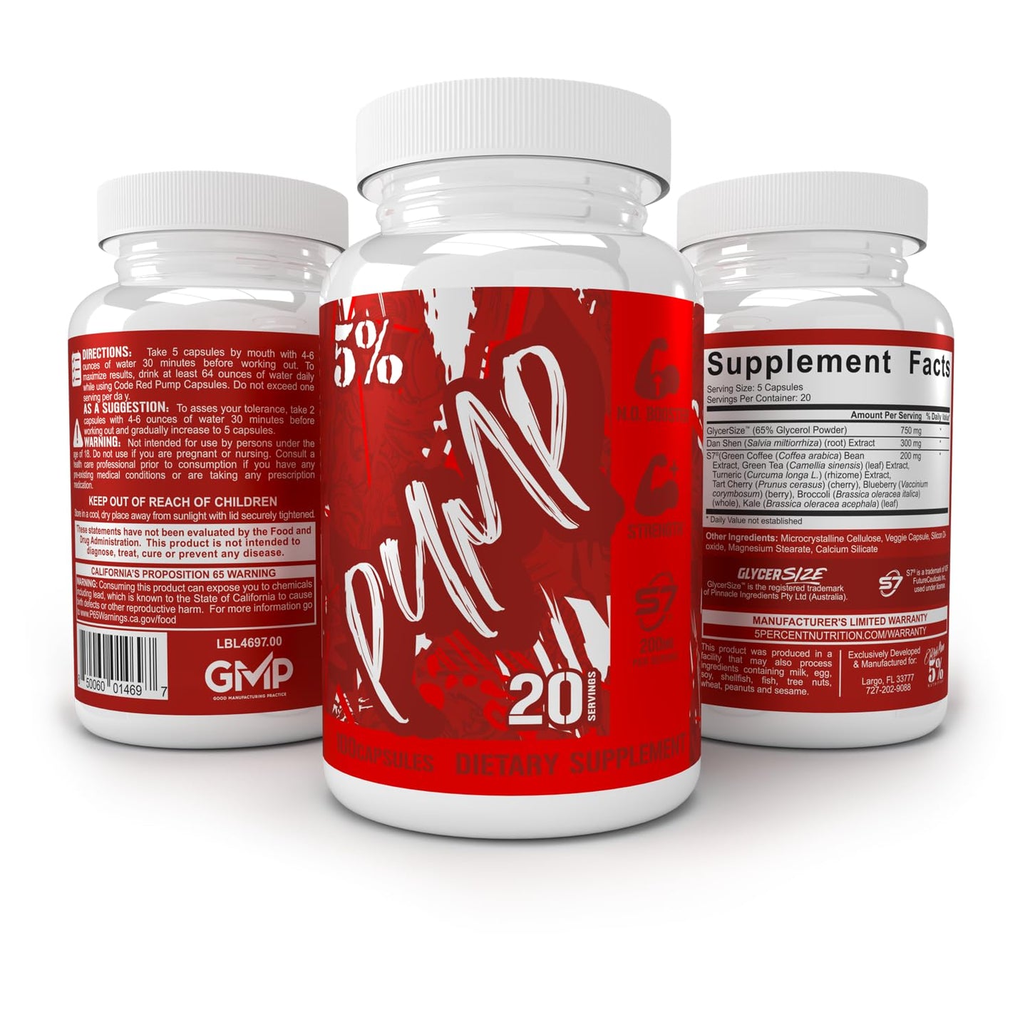 5% Nutrition Code Red Pump Caps Capsule, 100 Count