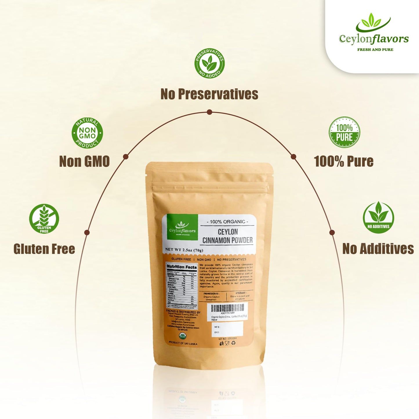 Ceylon Flavors Real Ceylon Cinnamon Powder, 2.5 oz
