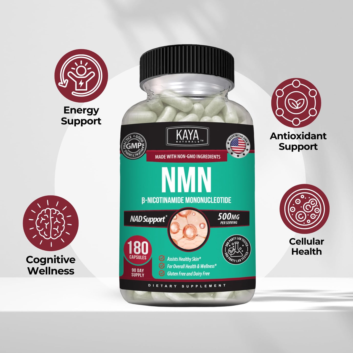Kaya Naturals NMN 500mg Capsule, 60 Count