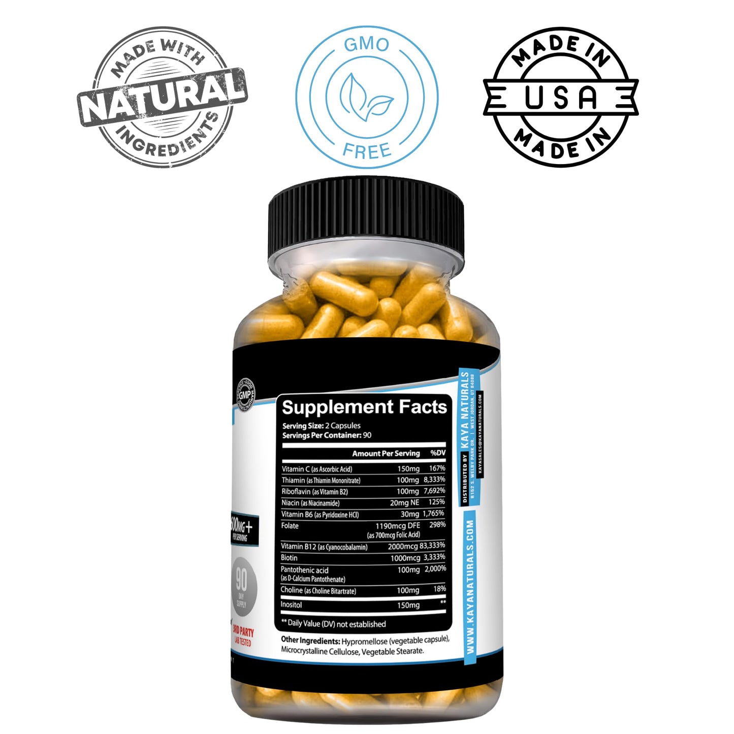 Kaya Naturals B-12 Complex Multivitamin for Women & Men Capsule 180 Count