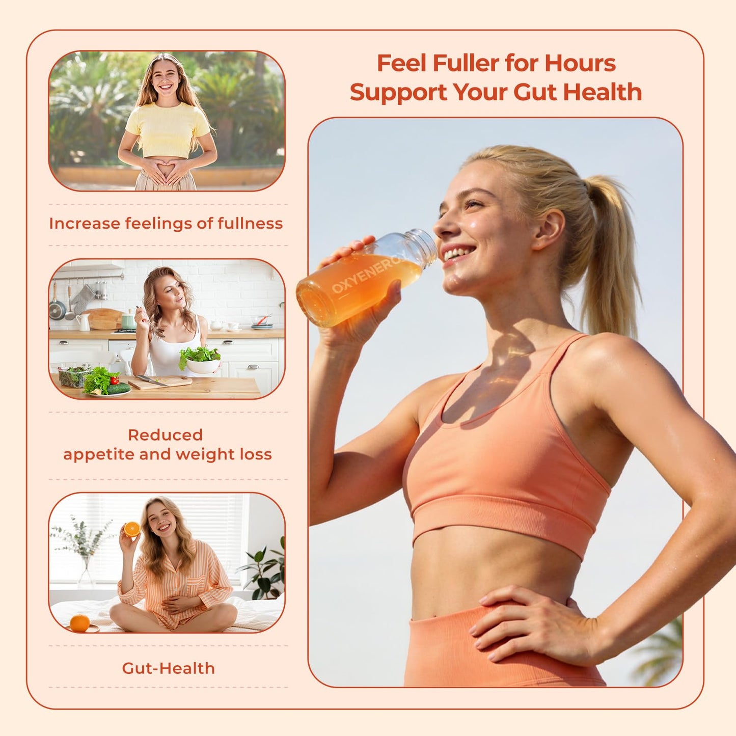 OxyEnergy Fiber Supplement Powder, 30 Packets, Orange Flavor