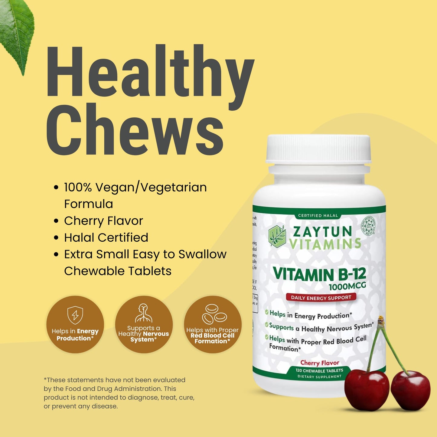 Zaytun Halal Vitamin B12 1000mcg Tablet, 120 Count