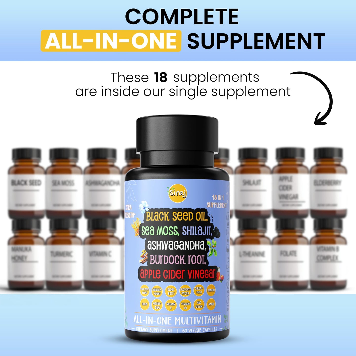 Siraj 18-in-1 Superfood Multivitamin Capsule, 60 Count