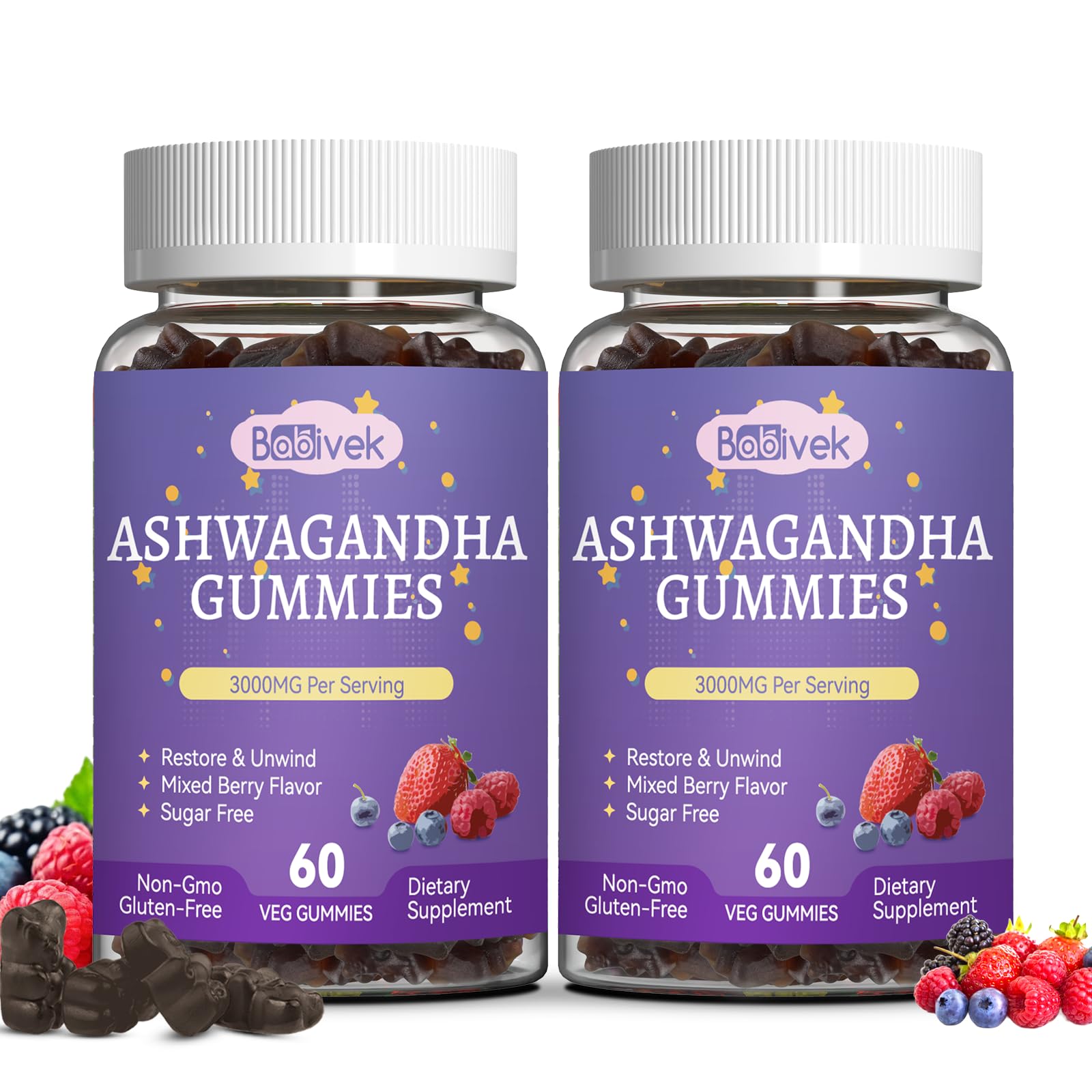 Babivek Ashwagandha Gummies 3000mg, 120 Count