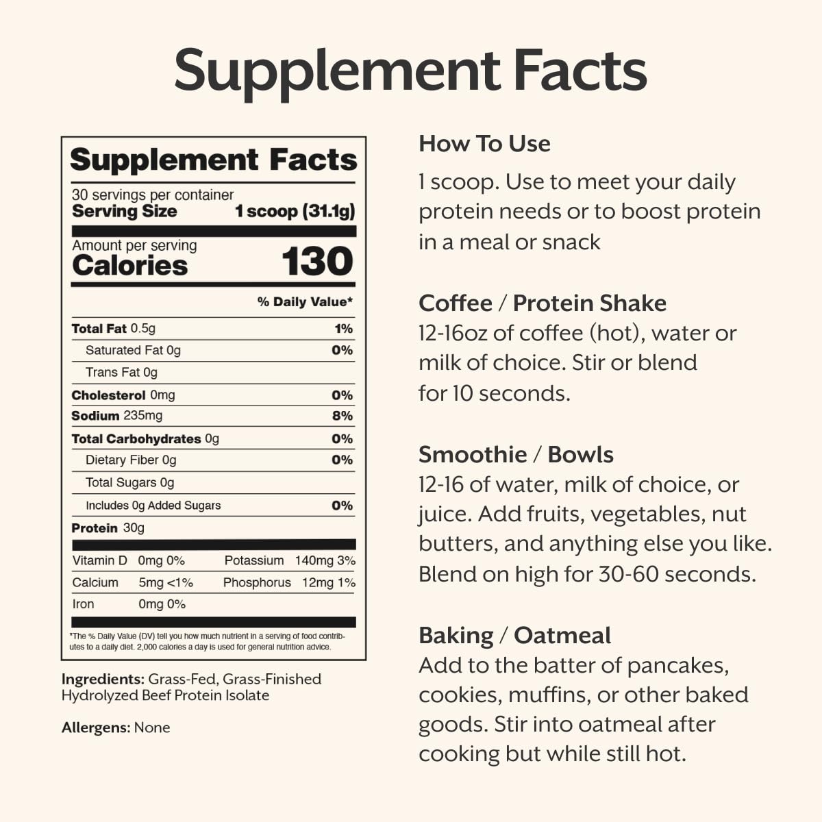 ProMix Nutrition Grass-fed Beef Protein Isolate Unflavored Powder, 30 Servings