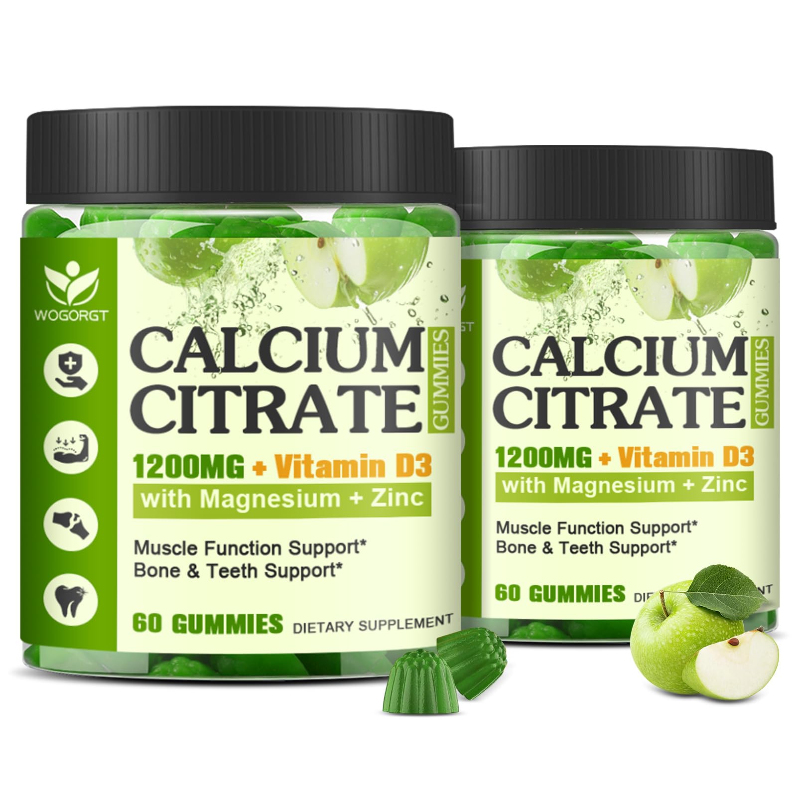 WOGORGT Calcium Citrate 1200mg with Vitamin D3 Gummies, 120 Gummies