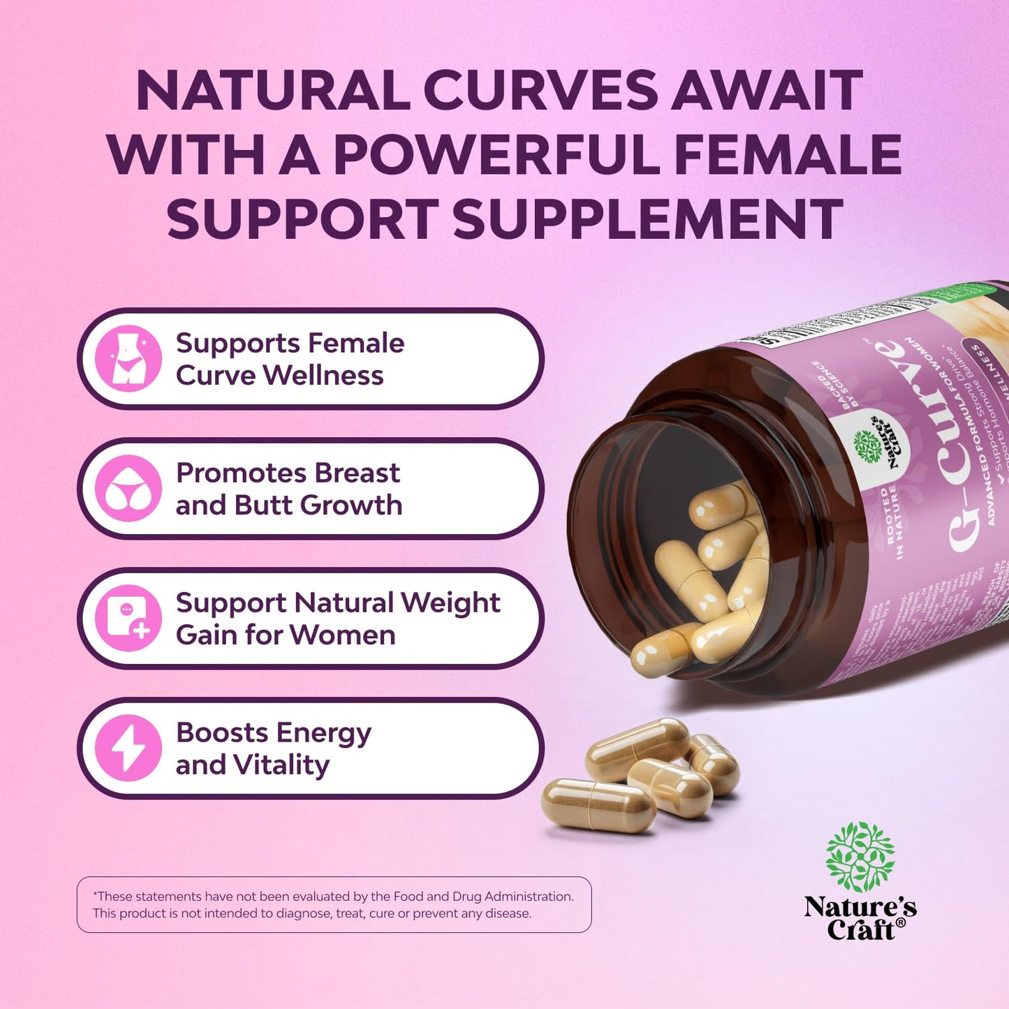 Natures Craft G-Curve Butt & Breast Enhancement Weight Gain Pills for Women 60 Capsules
