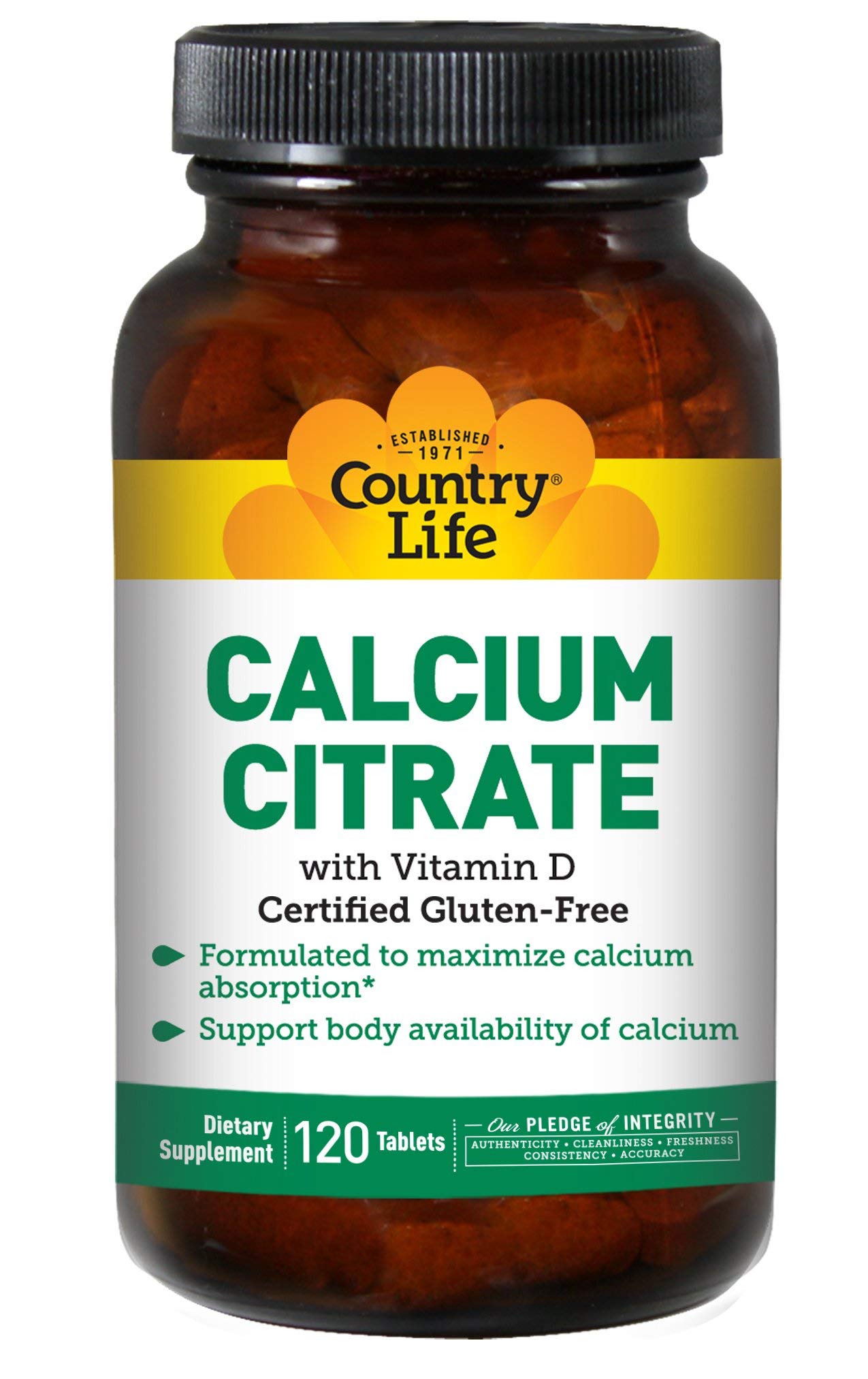 Country Life Calcium Citrate with Vitamin D, 120 Tablets