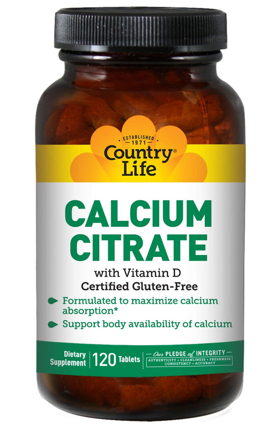 Country Life Calcium Citrate with Vitamin D, 120 Tablets
