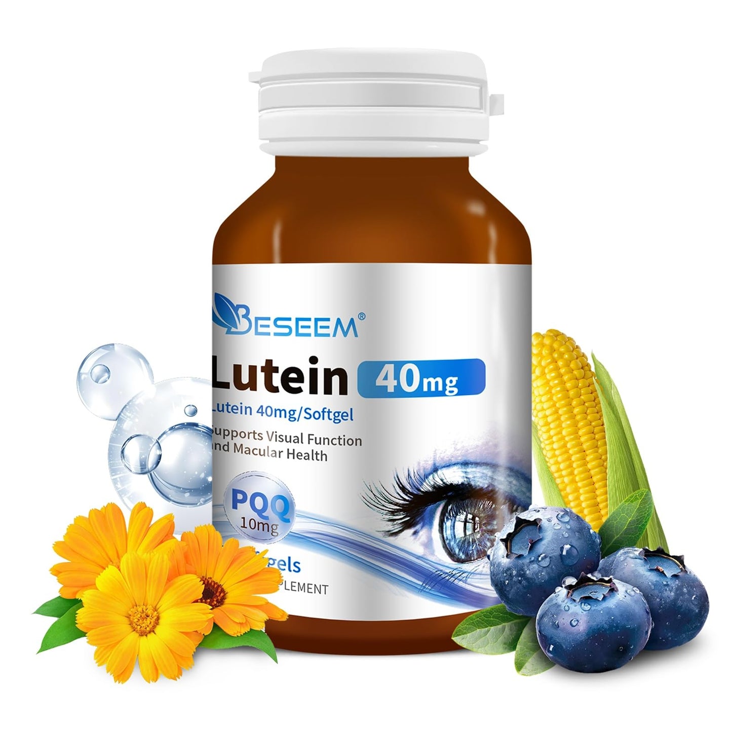 Beseem 6-in-1 Eye Supplement with Lutein 40mg, Zeaxanthin 10mg Capsules, 60 Count