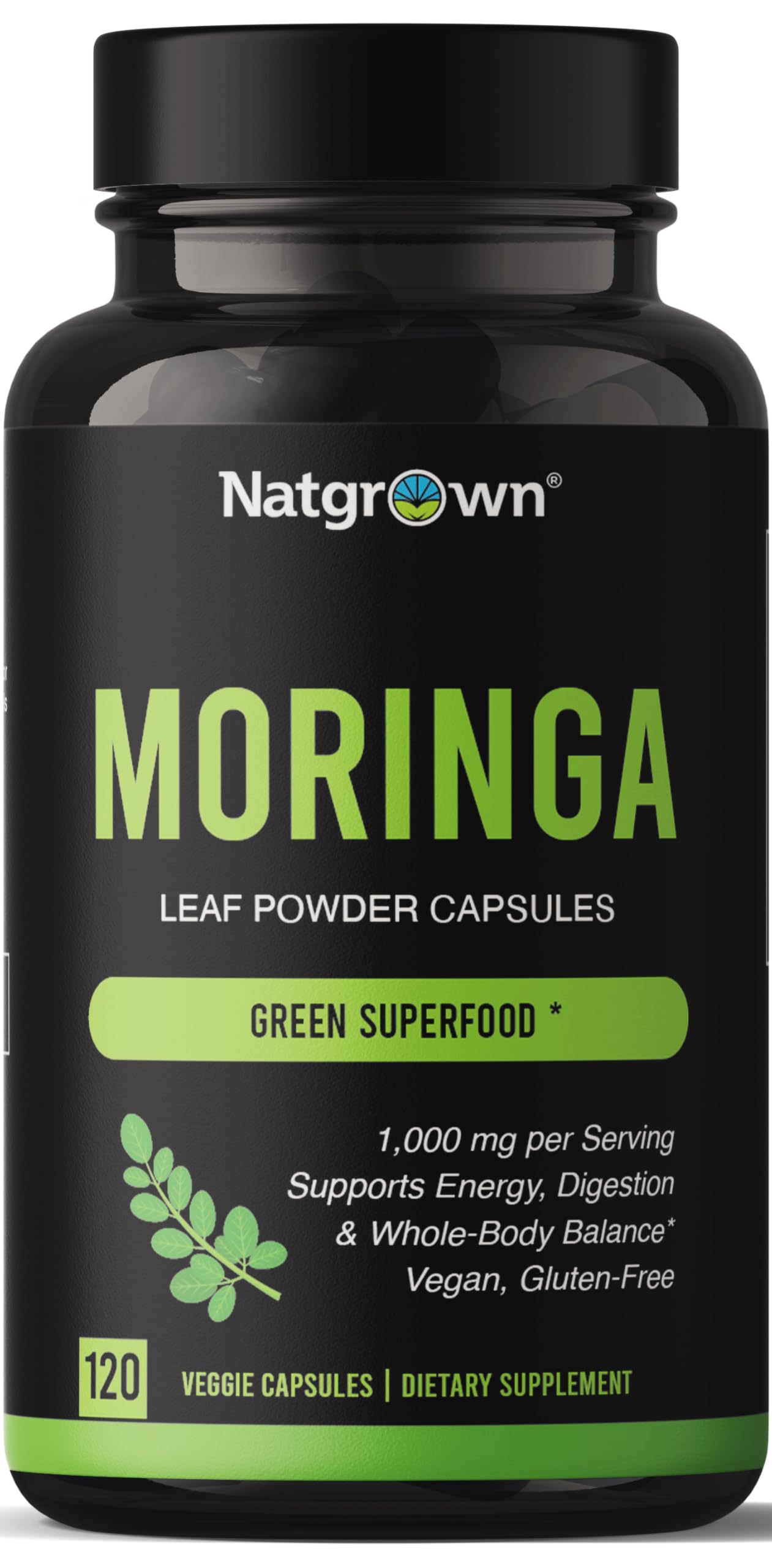 Natgrown Organic Moringa 1000 mg Capsules, 120 Count