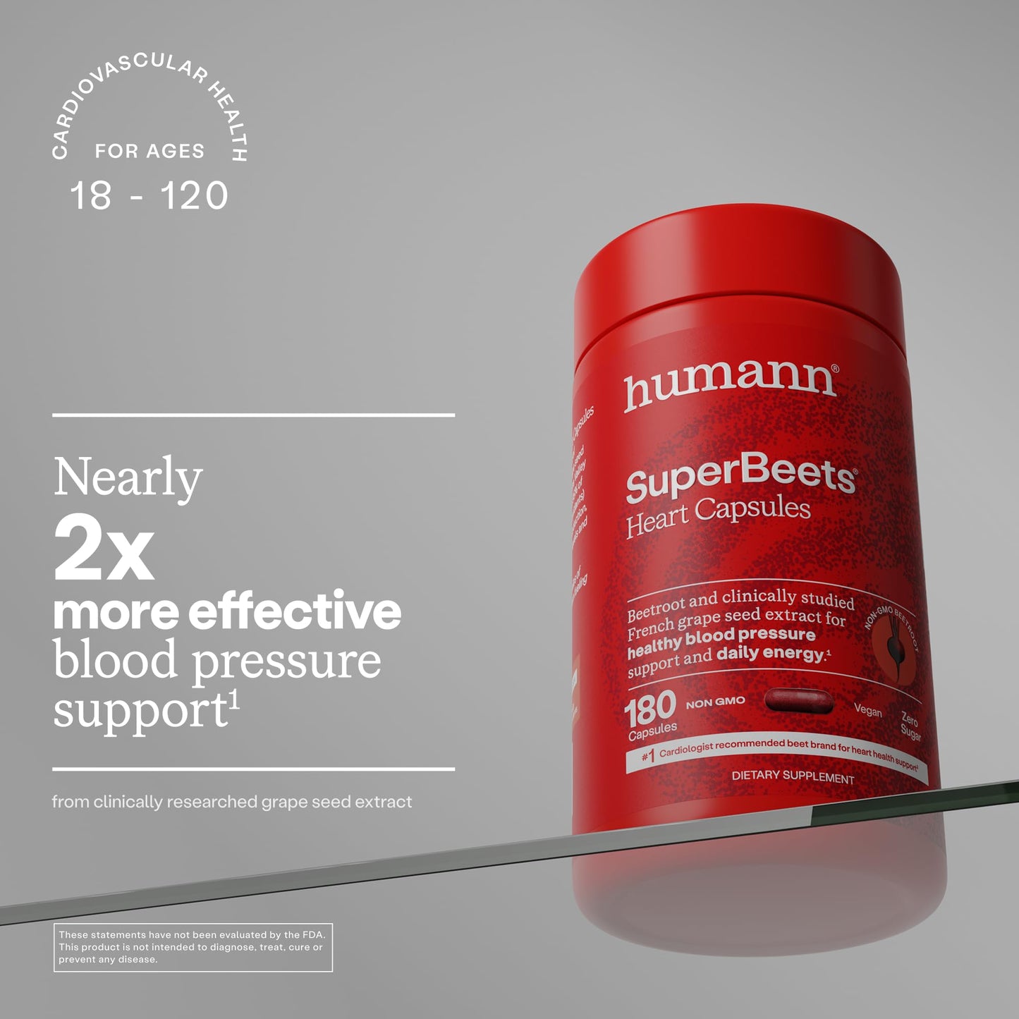Humann SuperBeets Beet Root Capsule Quick Release 1000mg, 180 Count