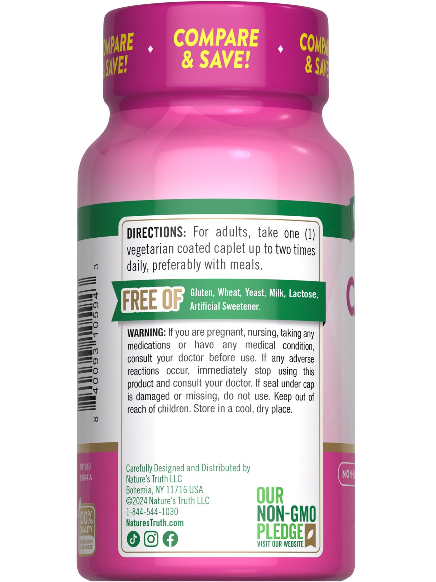 Nature's Truth Calcium 600 mg with Vitamin D3 Caplets, 60 Count