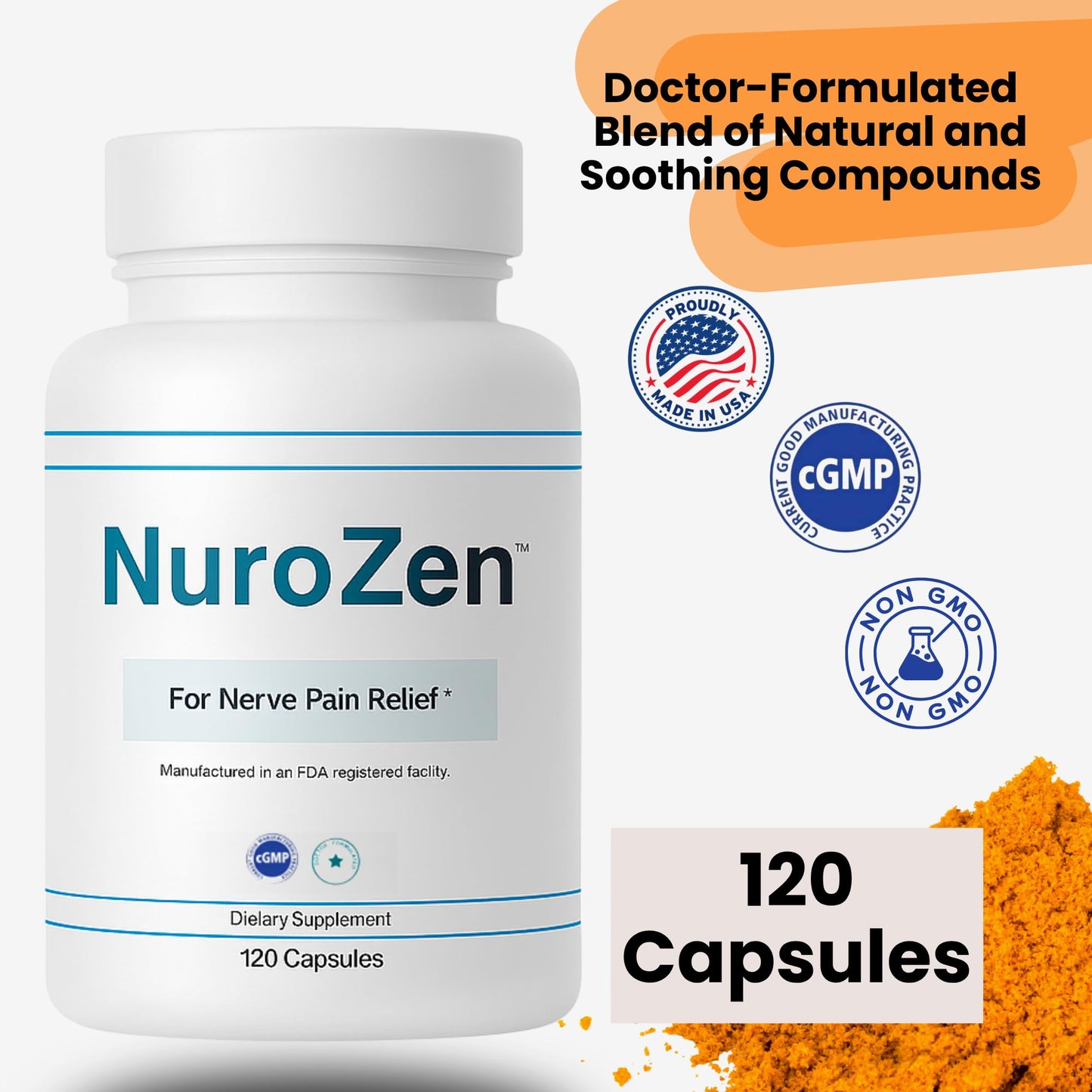 Generic Nerve Support Supplement with Alpha Lipoic Acid, B1, B6, B12, MSM & Turmeric, Advanced Neuropathy Support for Nerve Health, 240 Capsules
