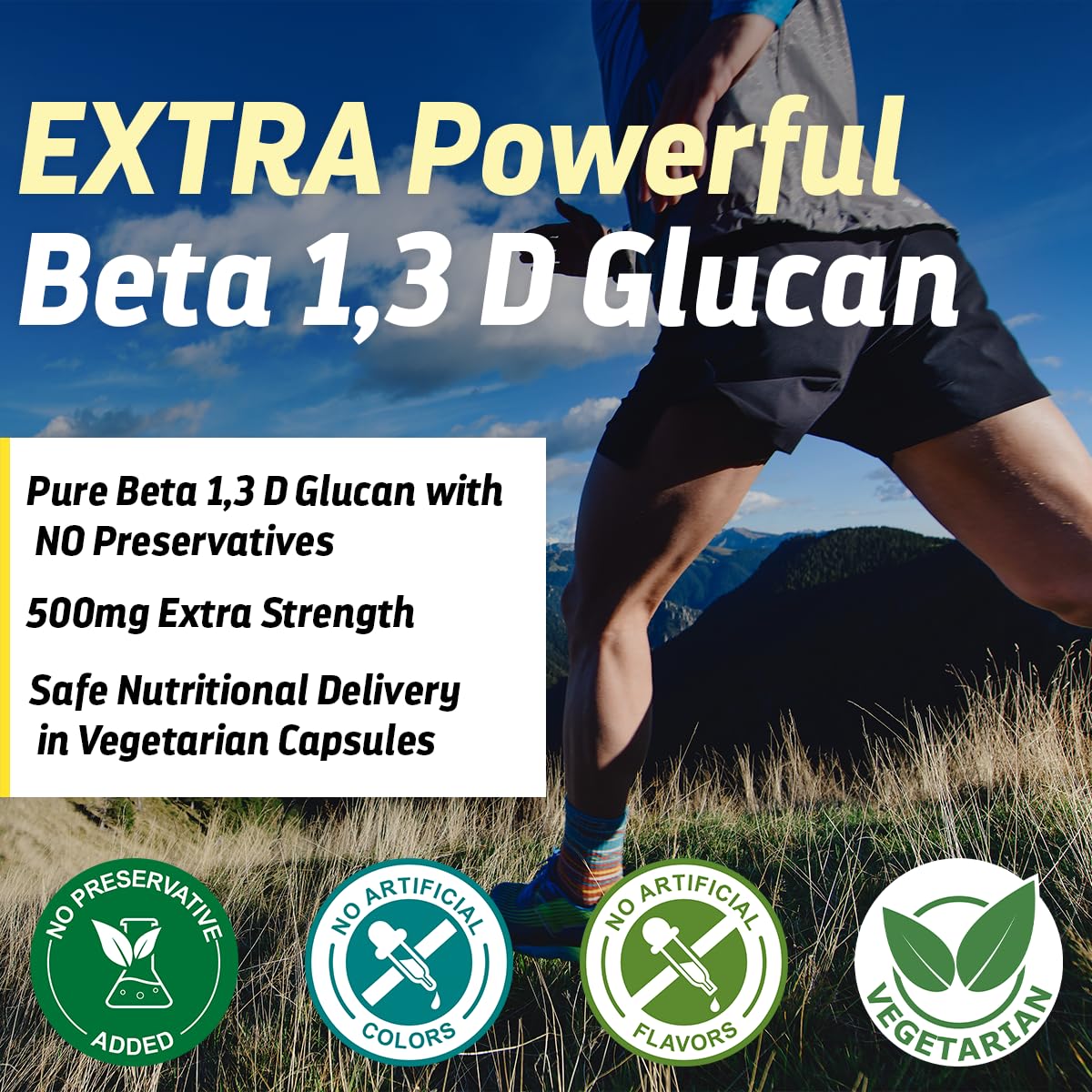 Dr’s Hope Beta Glucan Supplement 1,3D 500mg Capsules, 120 Count