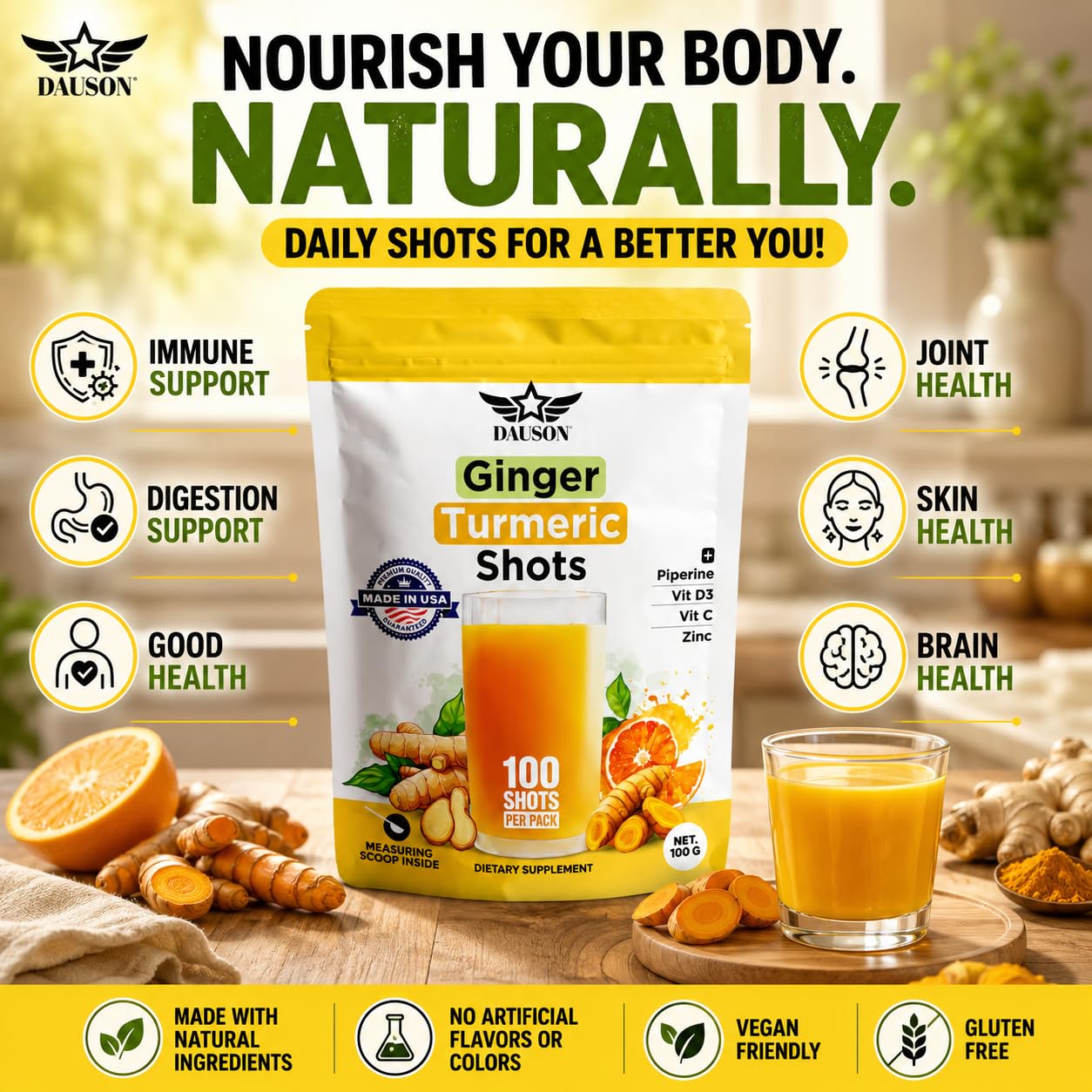 DAUSON Daily Wellness Ginger Shots 100g Powder 3.53