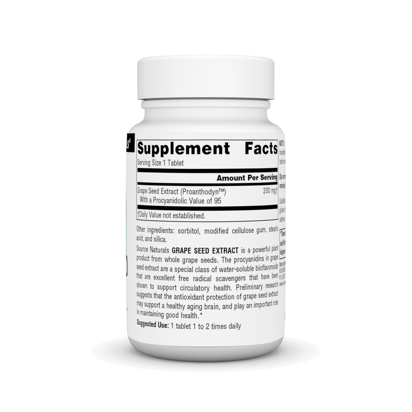 Source Naturals Grape Seed Extract Proanthodyn Antioxidant Protection & Supports Healthy Aging Brain 200 mg - 90 Tablets