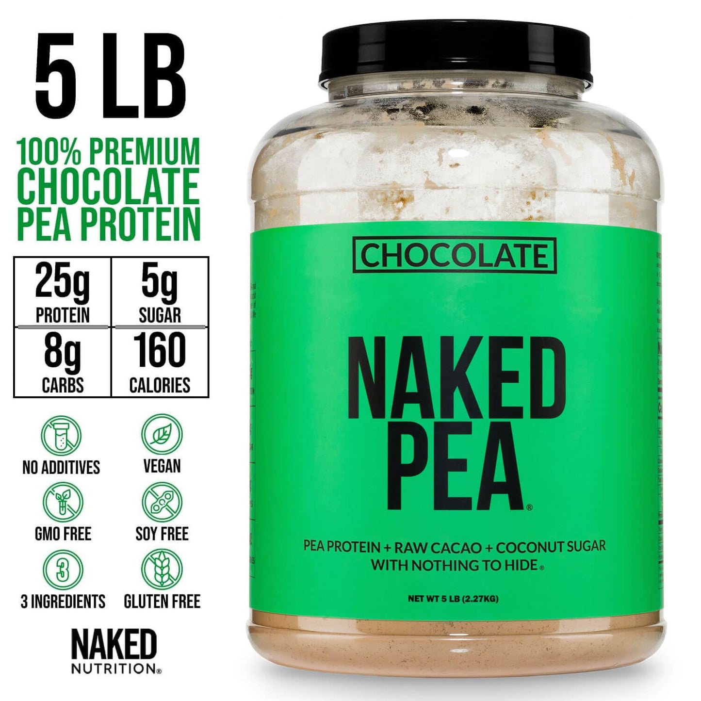 NAKED Chocolate Pea Protein Isolate Powder, 80 Servings