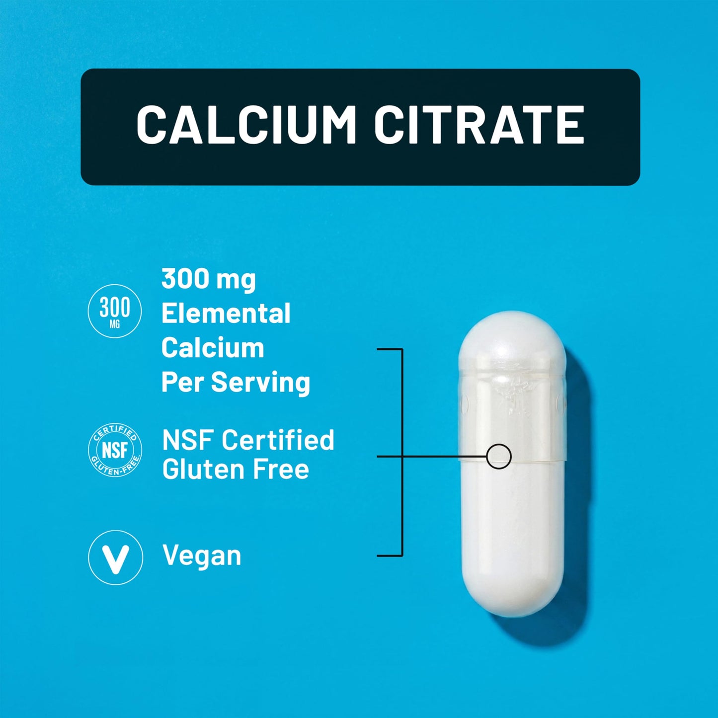 NatureWise Calcium Citrate 300mg Capsules, 180 Count