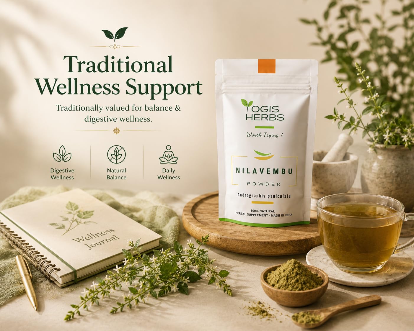 YOGIS HERBS Nilavembu Powder 16 Ounces