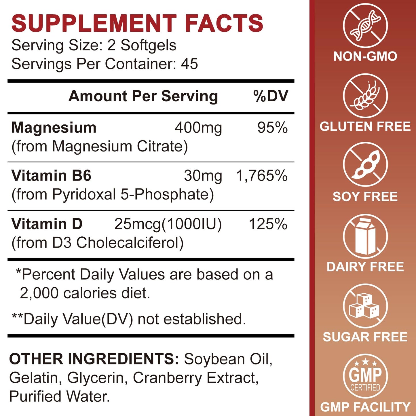 ZIPINKJ Magnesium Citrate 400mg High Absorption Magnesium Citrate Supplement with Vitamin D3, Vitamin B6 and Cranberry Extract Softgels, 270 Count