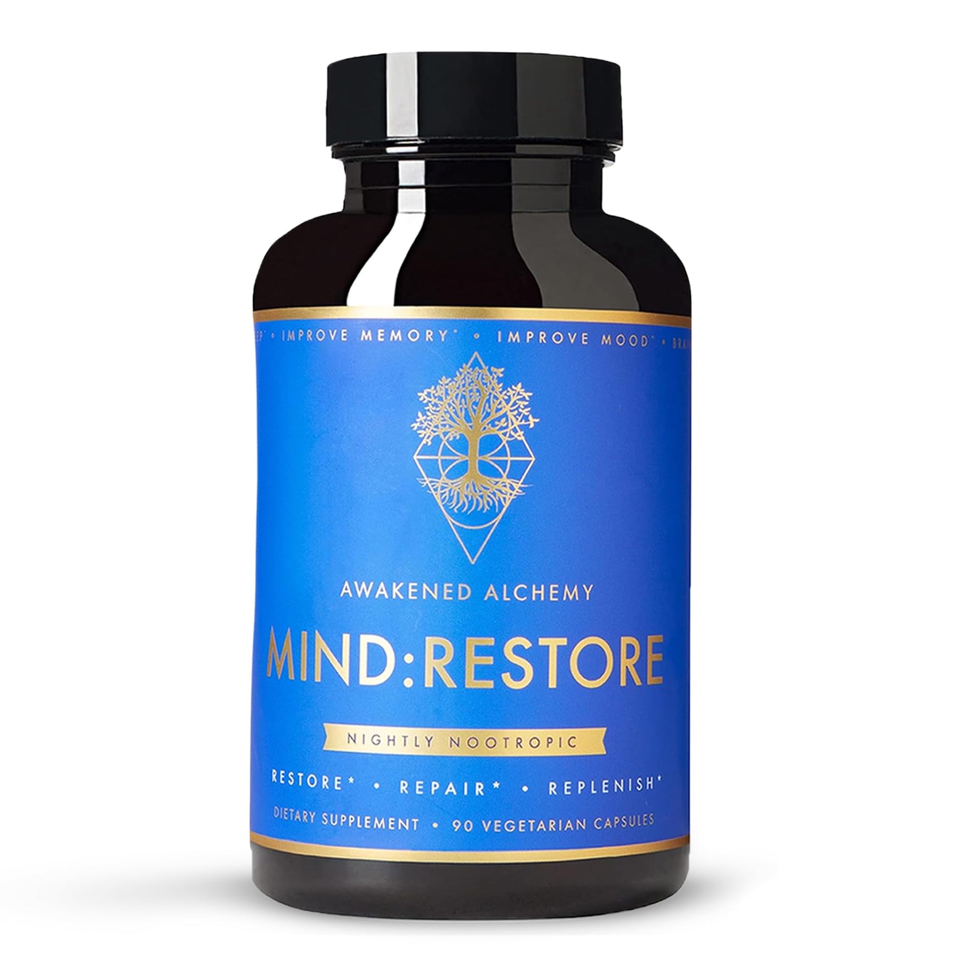 Awakened Alchemy MIND:RESTORE Premium Nighttime Nootropic Supplement Capsule, 90 Count