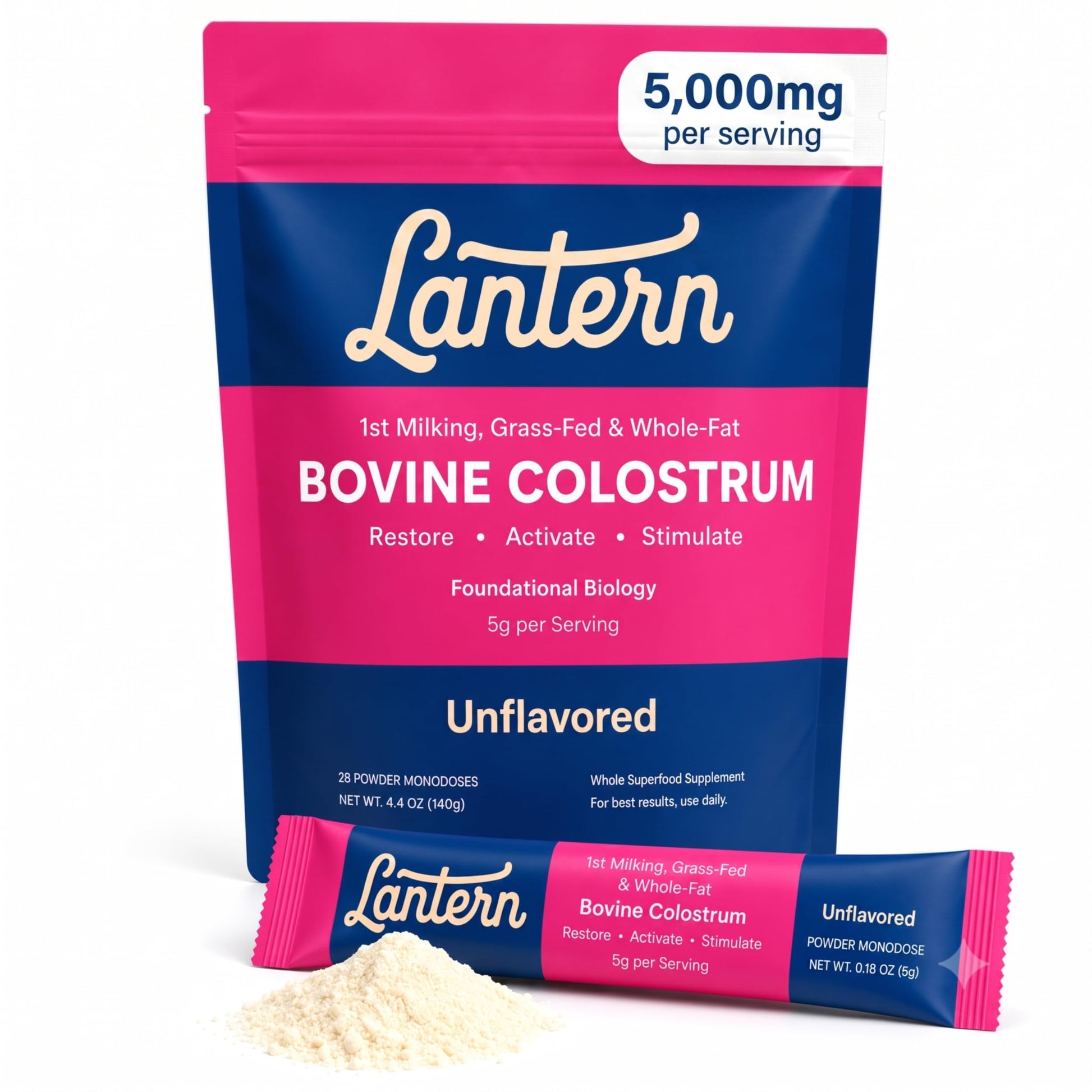 LANTERN Bovine Colostrum for Gut Health & Immunity Powder, 28x5g Servings