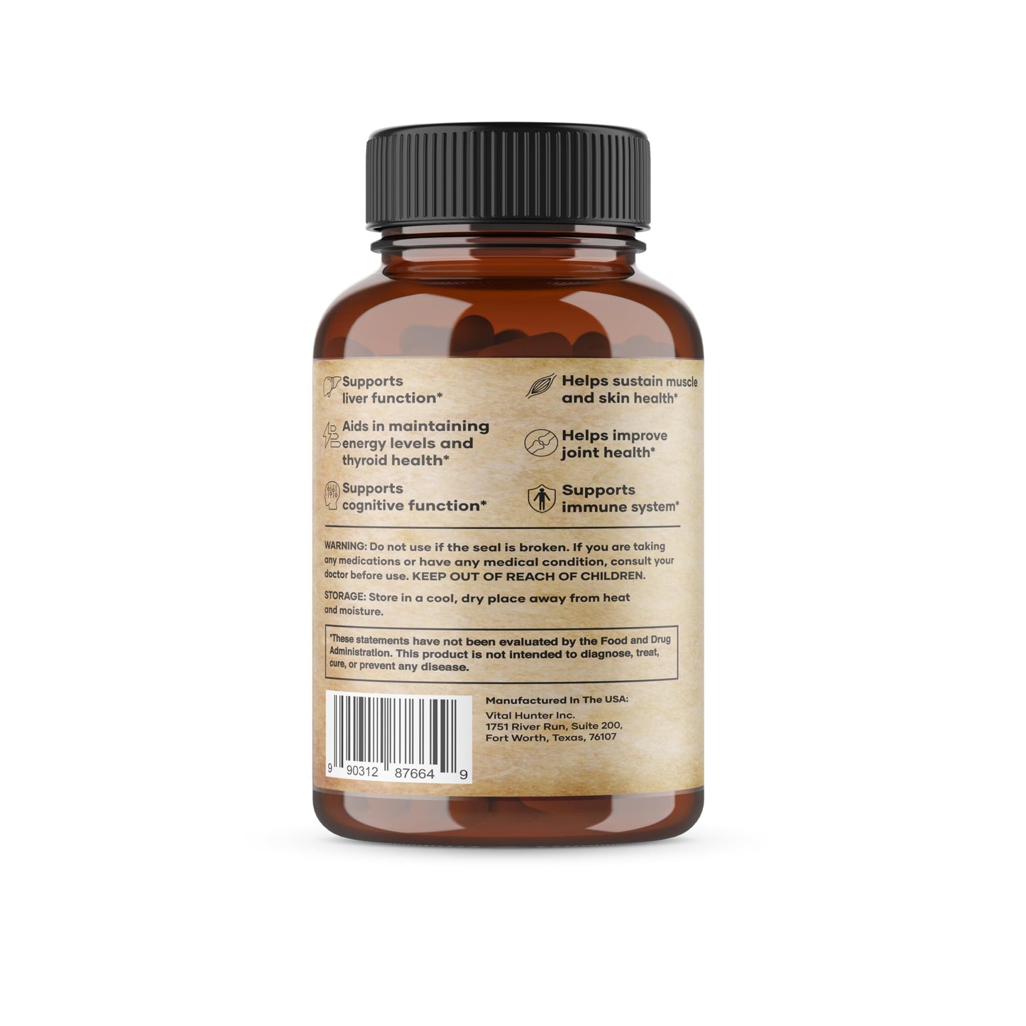 Vital Hunter Beef Organ Supplement (Liver, Heart, Kidney, Pancreas, Spleen) 100% Grass Fed & Finished, Freeze-Dried Beef, Non-GMO, 180 Capsules