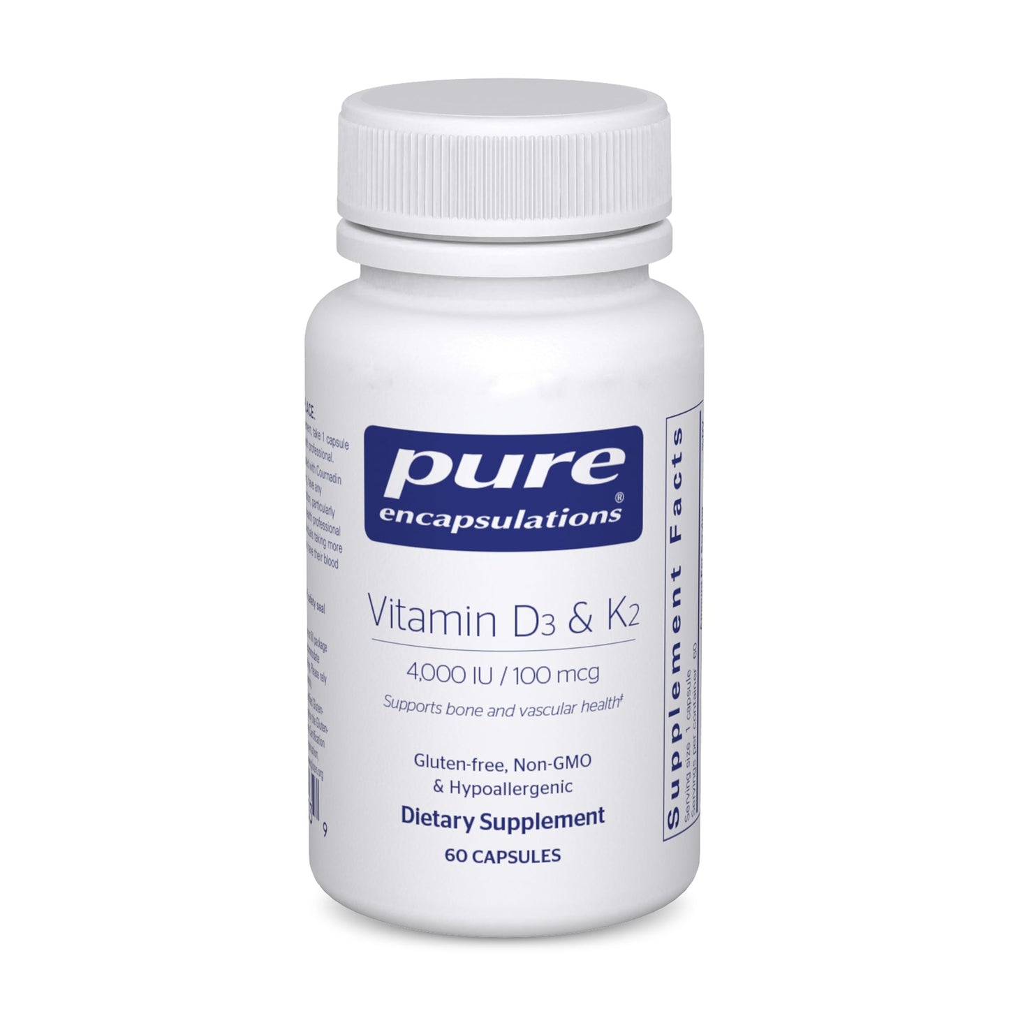 Pure Encapsulations Vitamin D3 & K2 - Bone & Vascular Health Support - Immune Function Support, 60 Capsules