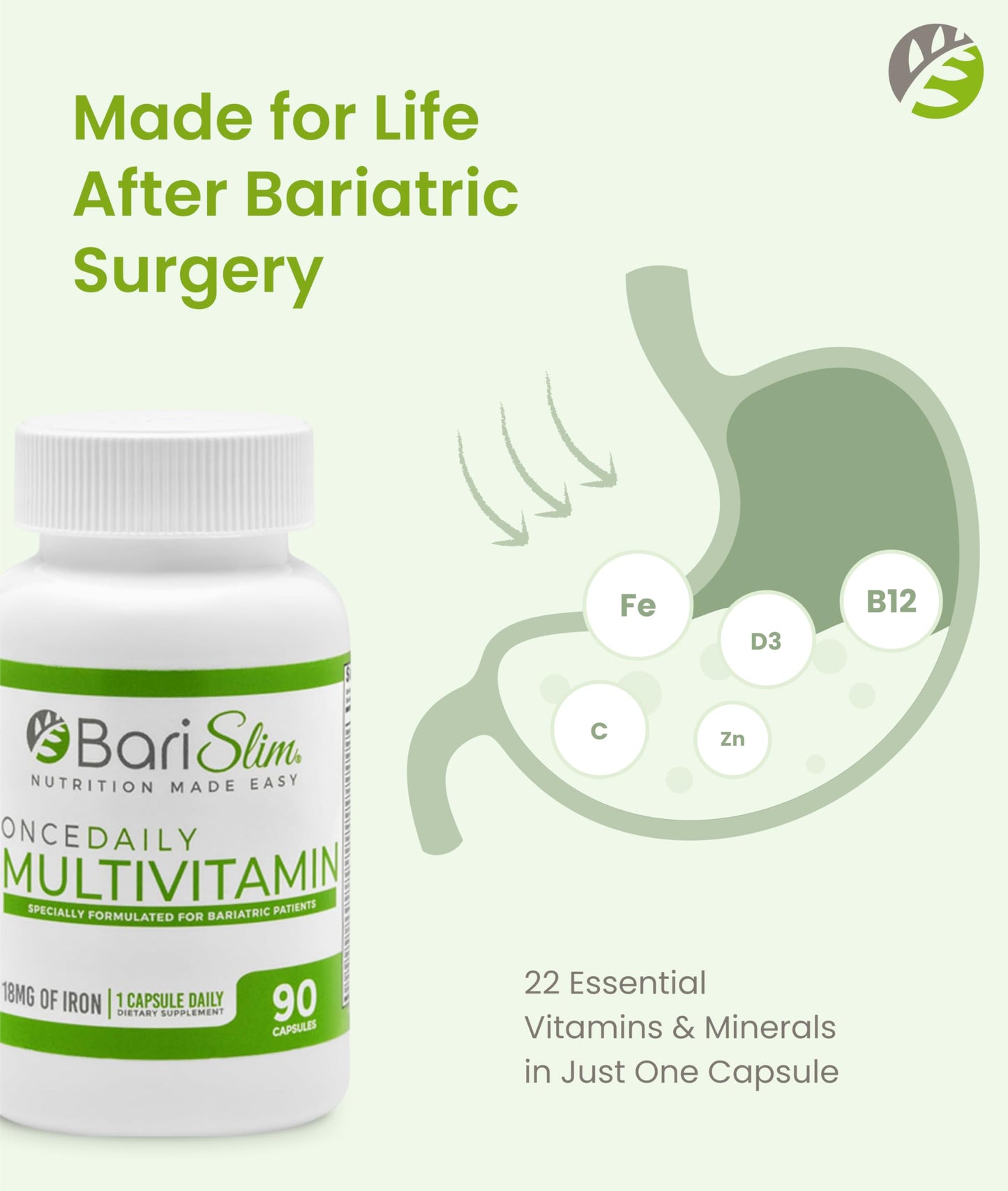 BariSlim Once Daily Bariatric Multivitamin Capsule 90 Count