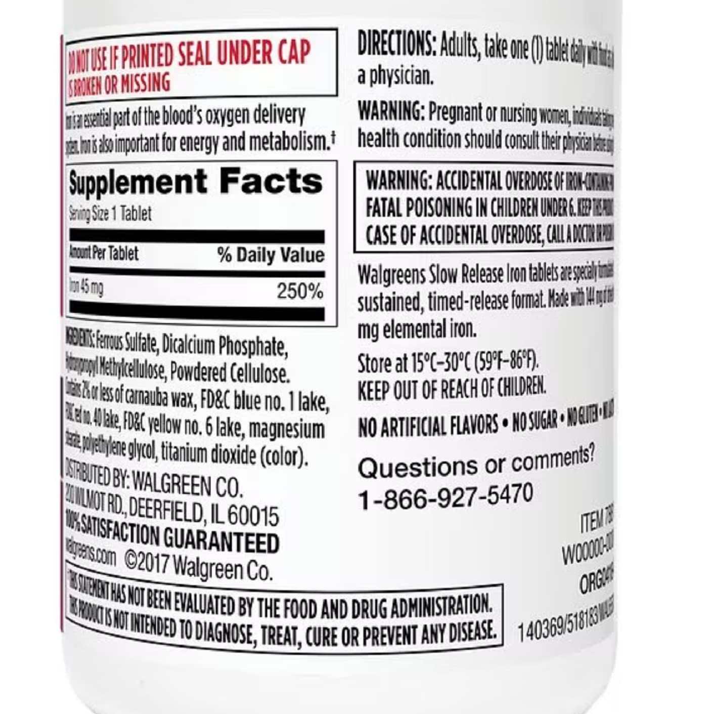 Outccogo Iron Slow Release High Potency Ferrous Sulfate 45mg, Tablets, 60 Tablets