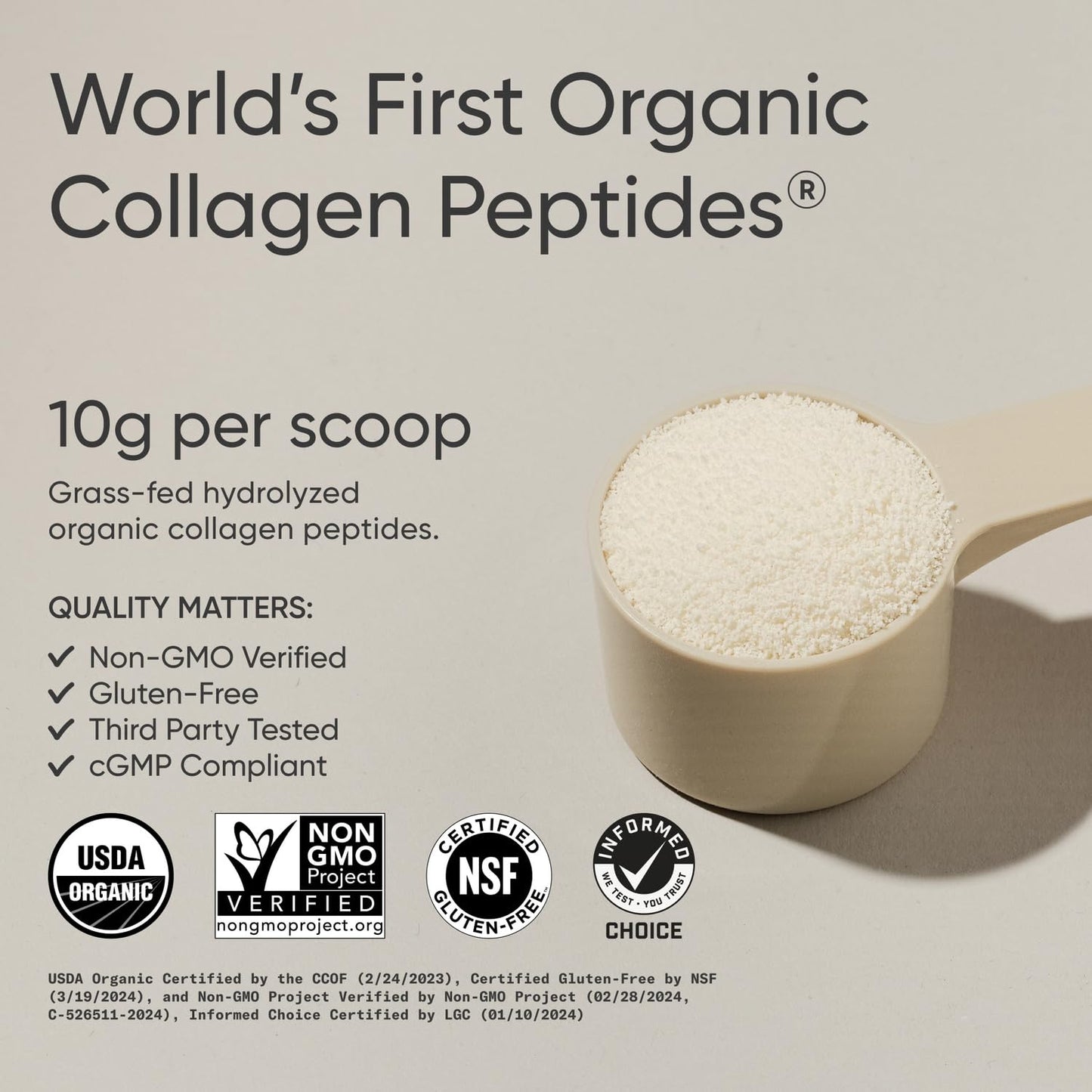Sports Research Organic Collagen Peptides - Hydrolyzed Type I & III Collagen Protein Powder 10.58 Ounce