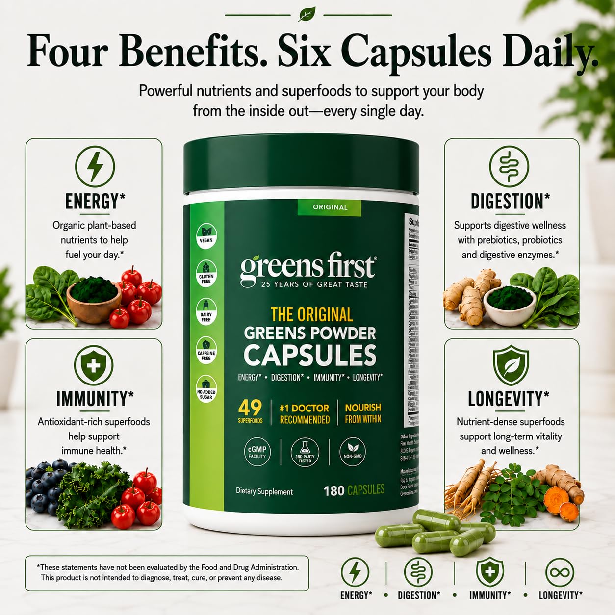 Greens First Phytonutrient Capsules, 180 Capsules